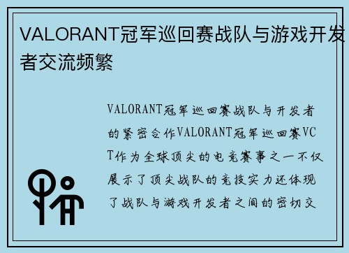 VALORANT冠军巡回赛战队与游戏开发者交流频繁